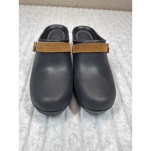 Crocs Cyprus Black Brown Buckle Strap Heeled Clogs Mules Womens 6